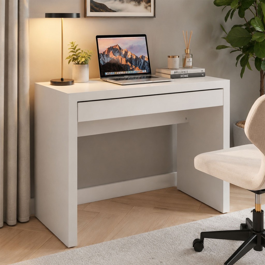 Mesa Escrivaninha 1 Gaveta Branco Me4107 - Tecno Mobili