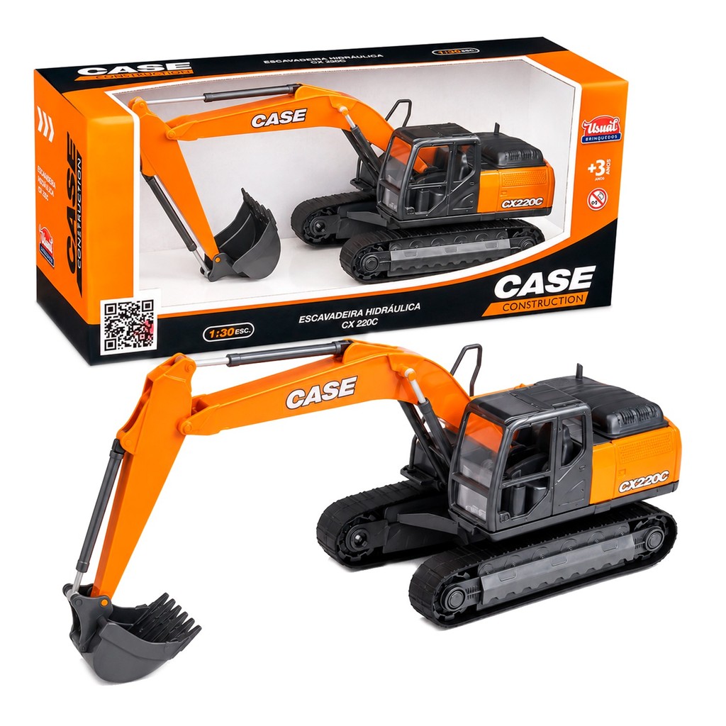 Escavadeira Hidráulica Articulada Miniatura Case CX220C 1:30 - Usual Brinquedos