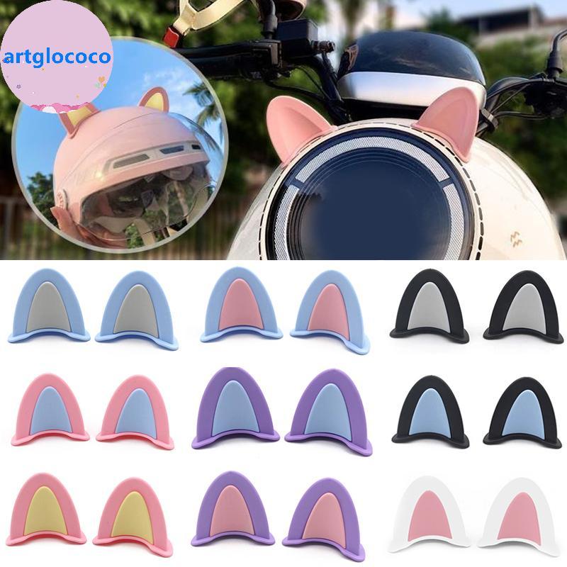 Artglococo 2 Peças Orelhas De Gato Capacete Decoração Motocicleta Elétrica Stiers Fofa Multicolorida Acessórios Para Cap