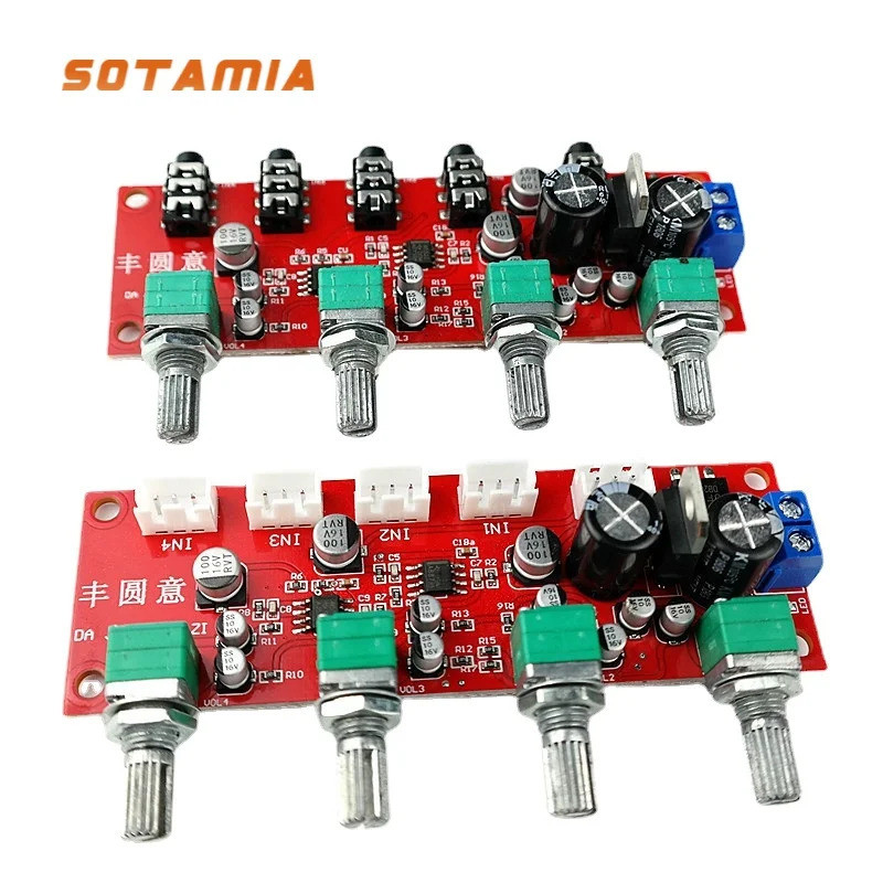 Pré-amplificador de Sinal de Áudio Estéreo SOTAMIA NE5532, Mixer de 4 Entradas, Controle de Volume de Áudio, Placa de Pr