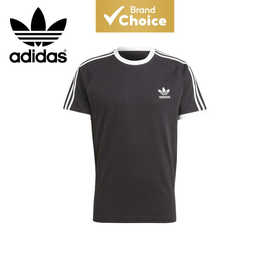 Série adicolor Originais da Adidas, logotipo, listras, moletom com capuz de gola redonda, camiseta de manga curta,