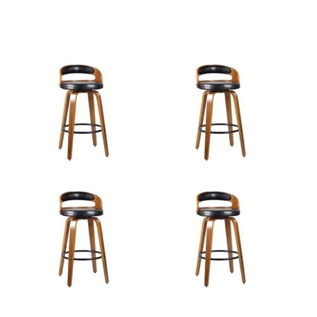 Kit 4 Banquetas para Cozinha Altas Giratórias Madeira Roma Rivatti Preto/Marrom Preto/Marrom