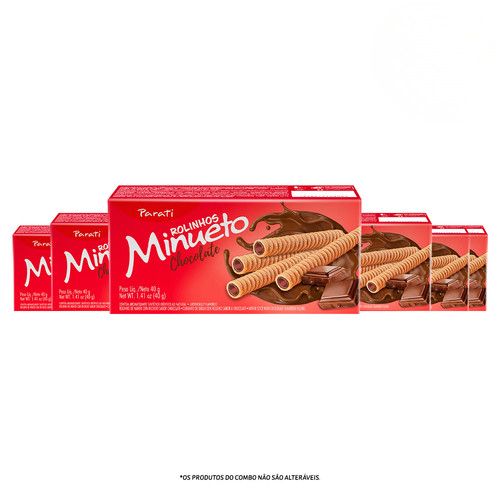 Combo Rolinho Wafer Minueto Chocolate 40G 6 unidades