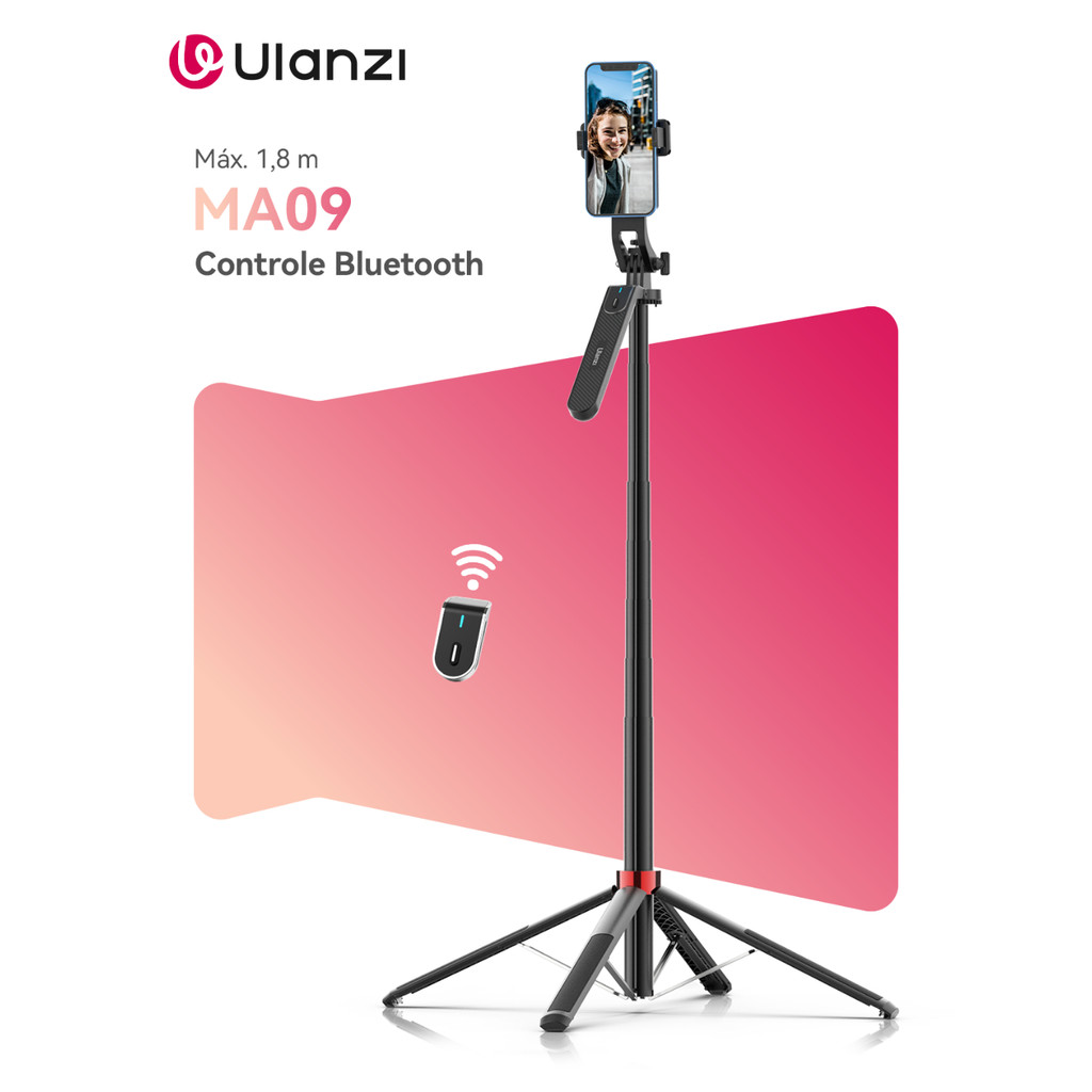 ULANZI MA09 Tripé Para Celular 1,8m Quatro Pernas Estabilizador Com Controle Bluetooth Recarregável