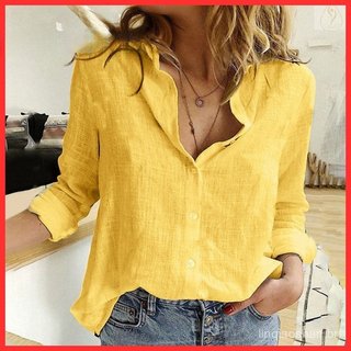 Camisas de Linho Femininas e Camisas Simples, Camisas de Manga Longa Elegantes, Camisas de Linho de Manga Longa Soltas e