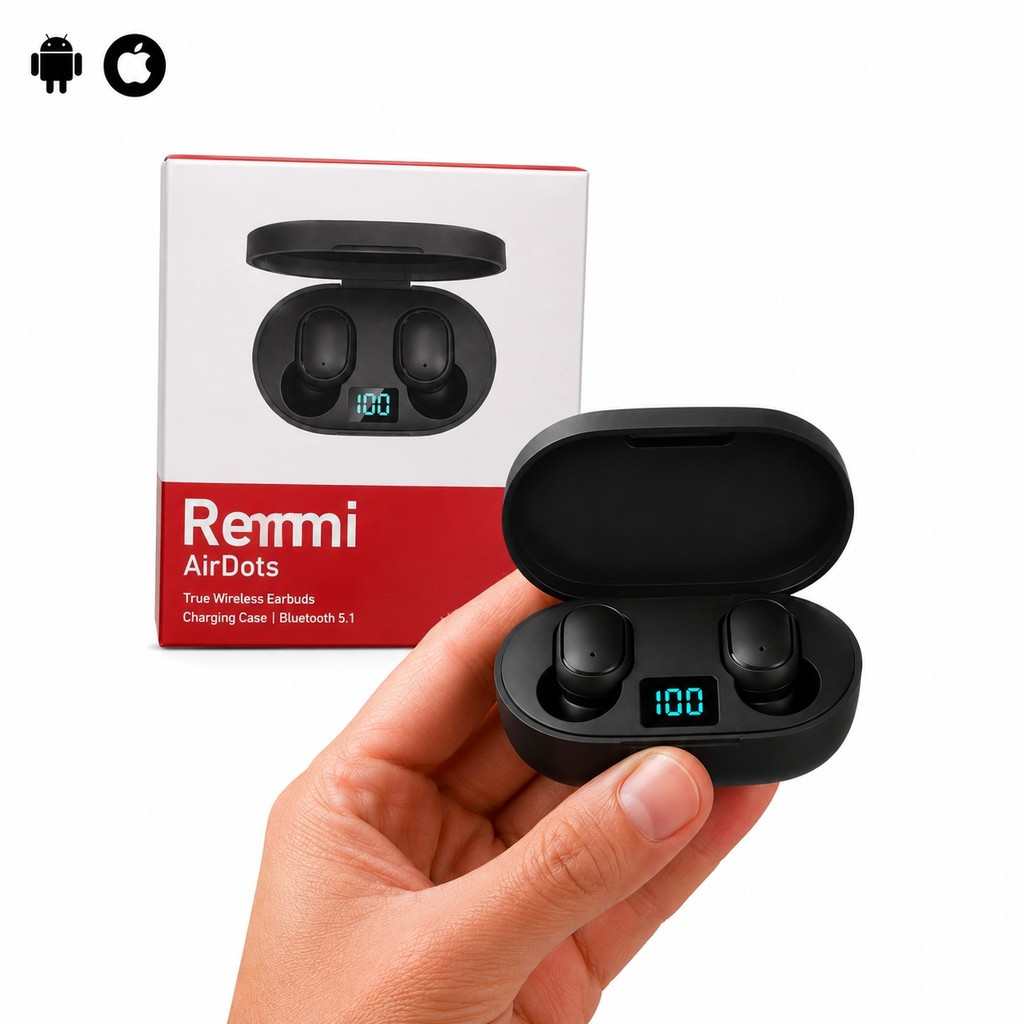 Fone De Ouvido Sem Fio TWS Bluetooth E6S Compacto com Case e Tela de Porcentagem de Bateria | Som Estéreo Imersivo