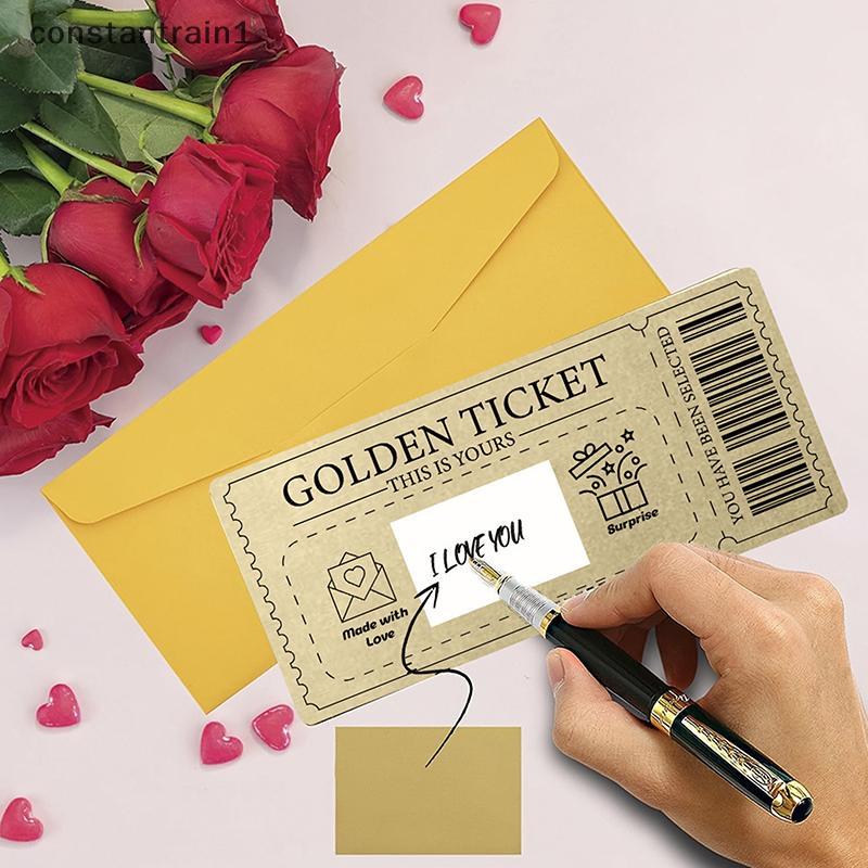 [CST] Scratch off Tiet Golden-Card Rifa Gift Surprise Com Envelope Party Favor Cinema Voucher [BR]