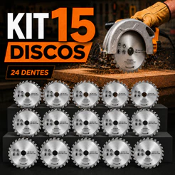 Kit 15 Discos Corte Madeira 110mm 24 Dentes Serra Circular 4" Esmerilhadeira Makita Marcenaria