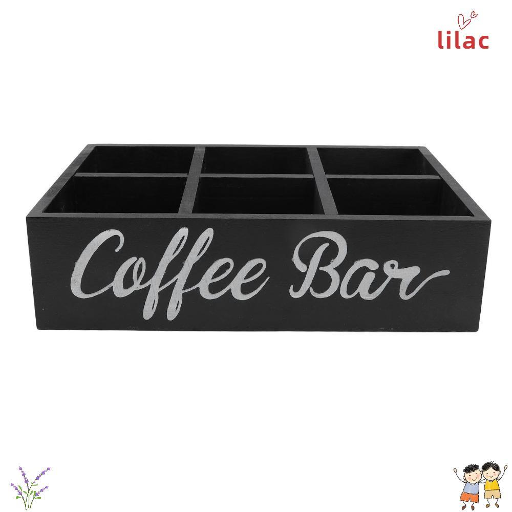 Organizador De Bar De Café LILAC , Seções Divididas , Estação Tamanho 11.7x8x3.2 Pol . , Preto/Branco