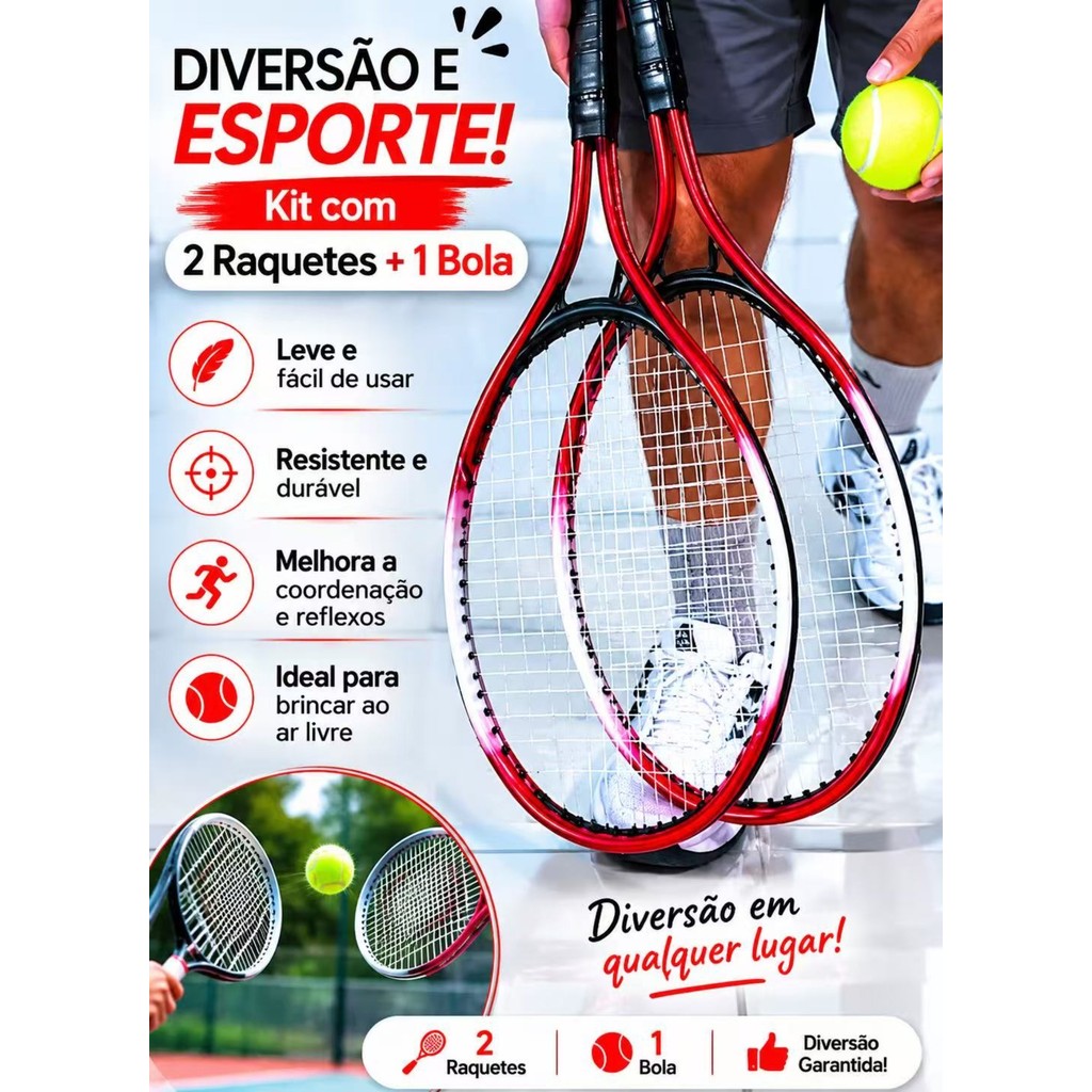 Raquete De Tenis Profissional Adulto Fibra De Carbono Vermelha Com Capa De Transporte Esporte Quadra Alta Qualidade