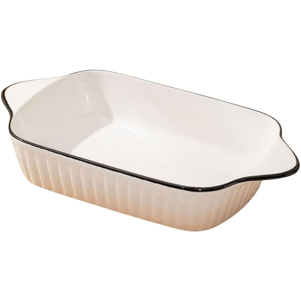 Refratário de Cerâmica Retangular com Alças Branco 26X14cm