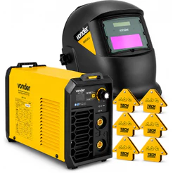 Kit Máquina De Solda Inversora Vonder 120A + Máscara MSN 011 + 6 Esquadros Magnéticos Tech 12kg