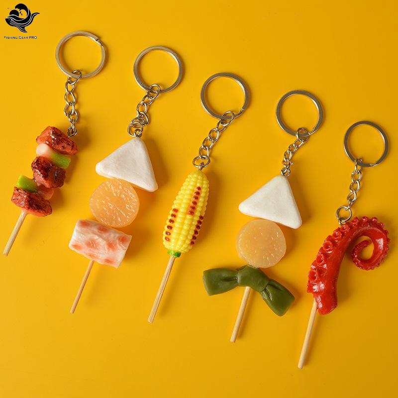 PFG Lula Espeto PVC Porta Chave Do Carro Falso Comida Chaveiro Simulação Churrasco Chaveiros Moda Feminina Jóias Estilo