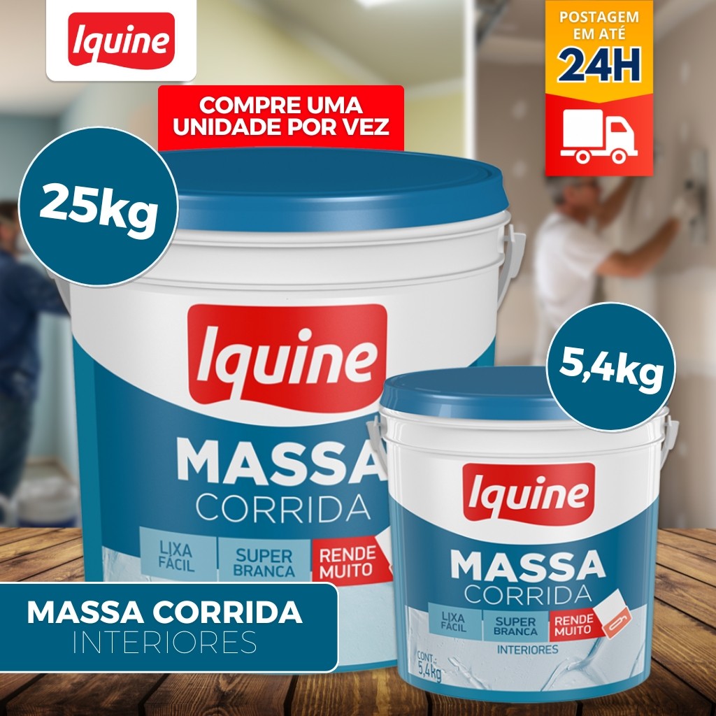 Massa Corrida Premium Pva Iquine 25kg Acabamento Nivelador Fácil Aplicação - bra