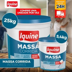 Massa Corrida Iquine para Parede Interna 5,4kg e 25kg Revestimento Branco Liso Pronto para Uso