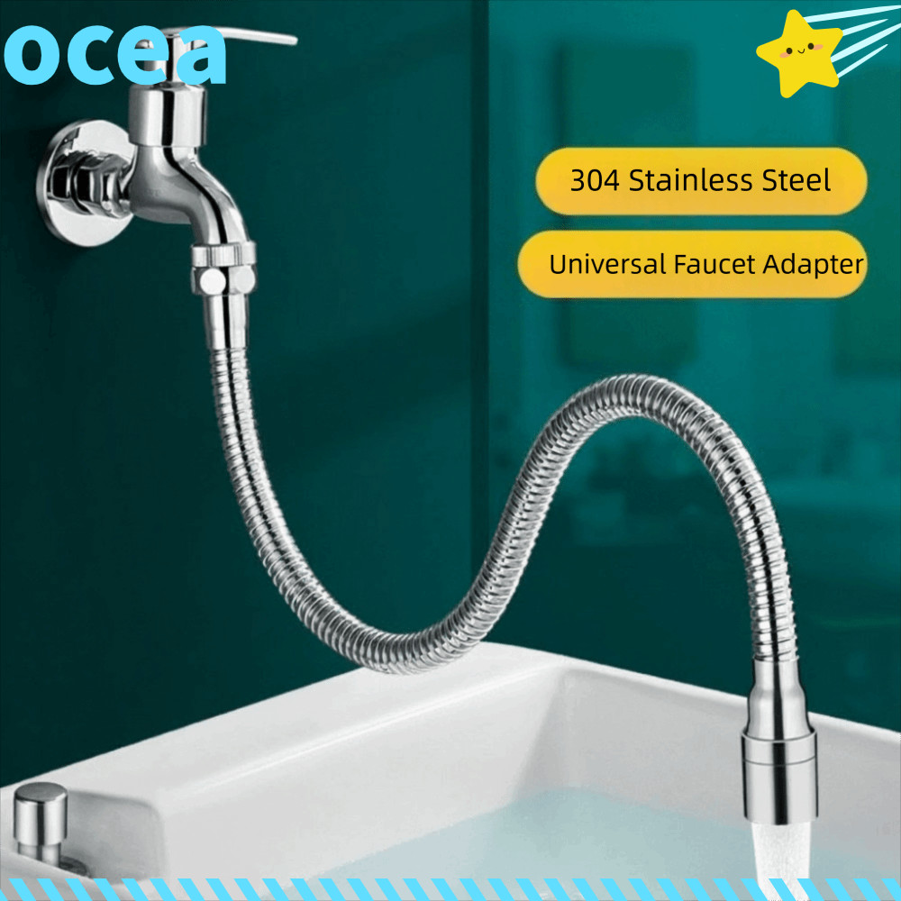 Extensor De Torneira Universal OCEA , Cabeça De Pulverizador De Aço Inoxidável Com Mangueira Dobrável , 360 ° Rotação