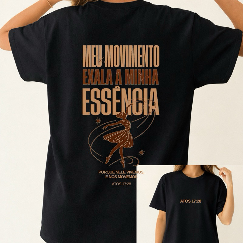 [Camiseta Premium em Algodão Puro]BOW Camiseta Feminina Oversized Dança Ballet Ensaio Estilosa Confortável Treino