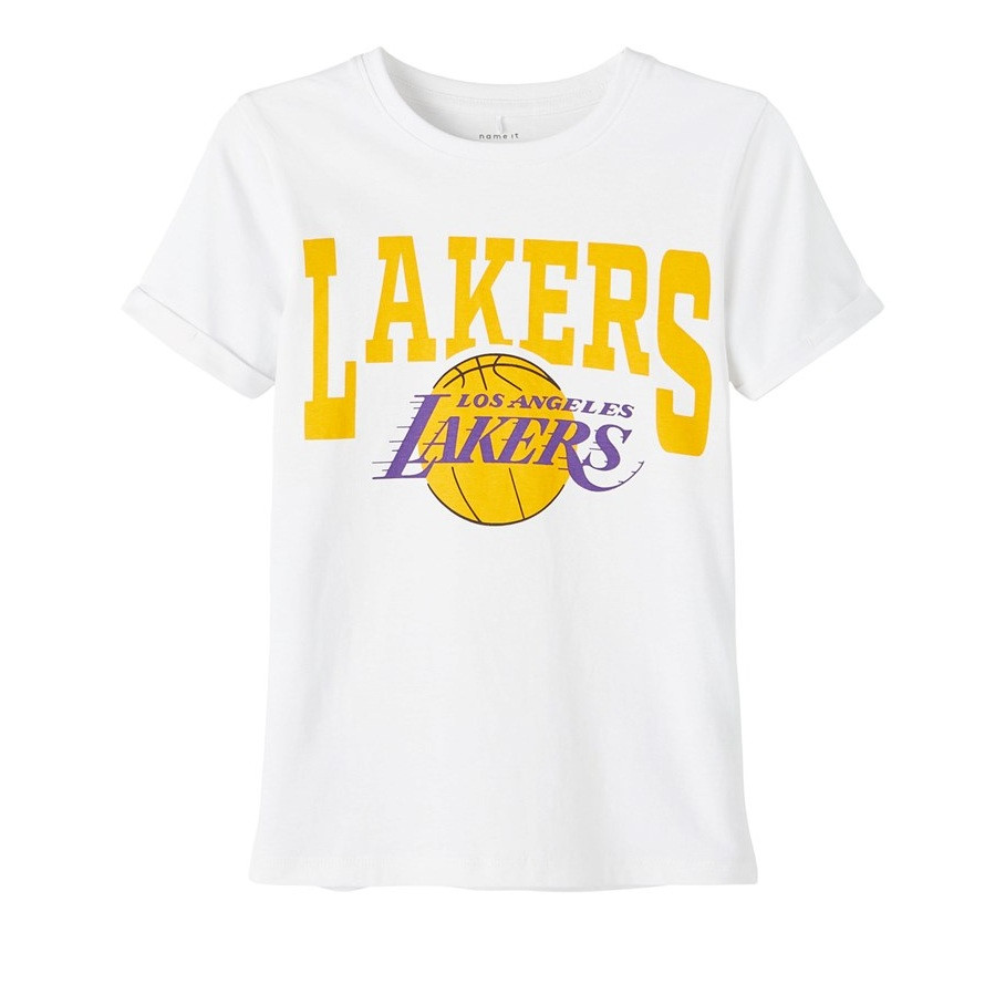 Camiseta Masculina Feminina Oversized Estampa Duplo Logo Los Angeles Lakers Amarelo Roxo T-shirt Streetwear