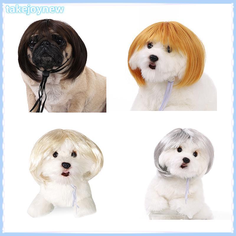 [takejoynewBR] Gato Cachorro Perucas Para Animais De Estimação Cocar Fantasia Engraçada Filhote De Cross-Dressing Cospla
