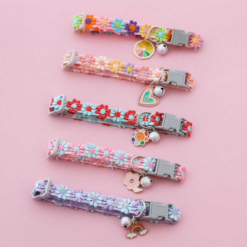 Colares Para Animais De Estimação , Sinos De Gato E Cachorro , Ajustáveis , Decorações , Flores , Limões De Cerejeira , 