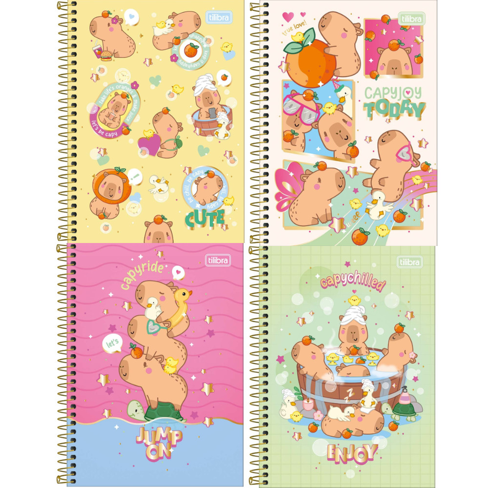 Caderno Espiral Fofo Capa Dura 1/4 80 Folhas Capyclub TILIBRA em Oferta na Shopee
