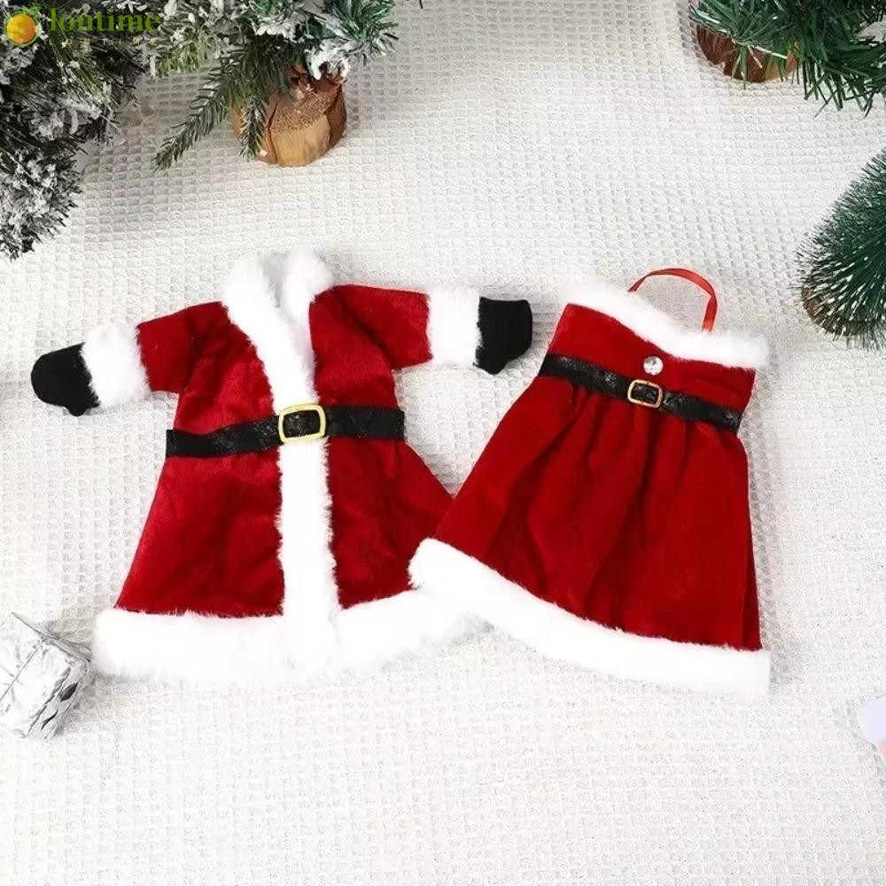 LONTIME Capa Para Garrafa De Vinho , Saco Com Vestido De Veludo De Papai Noel , Roupas Vermelhas Festa , Decoração De Ca