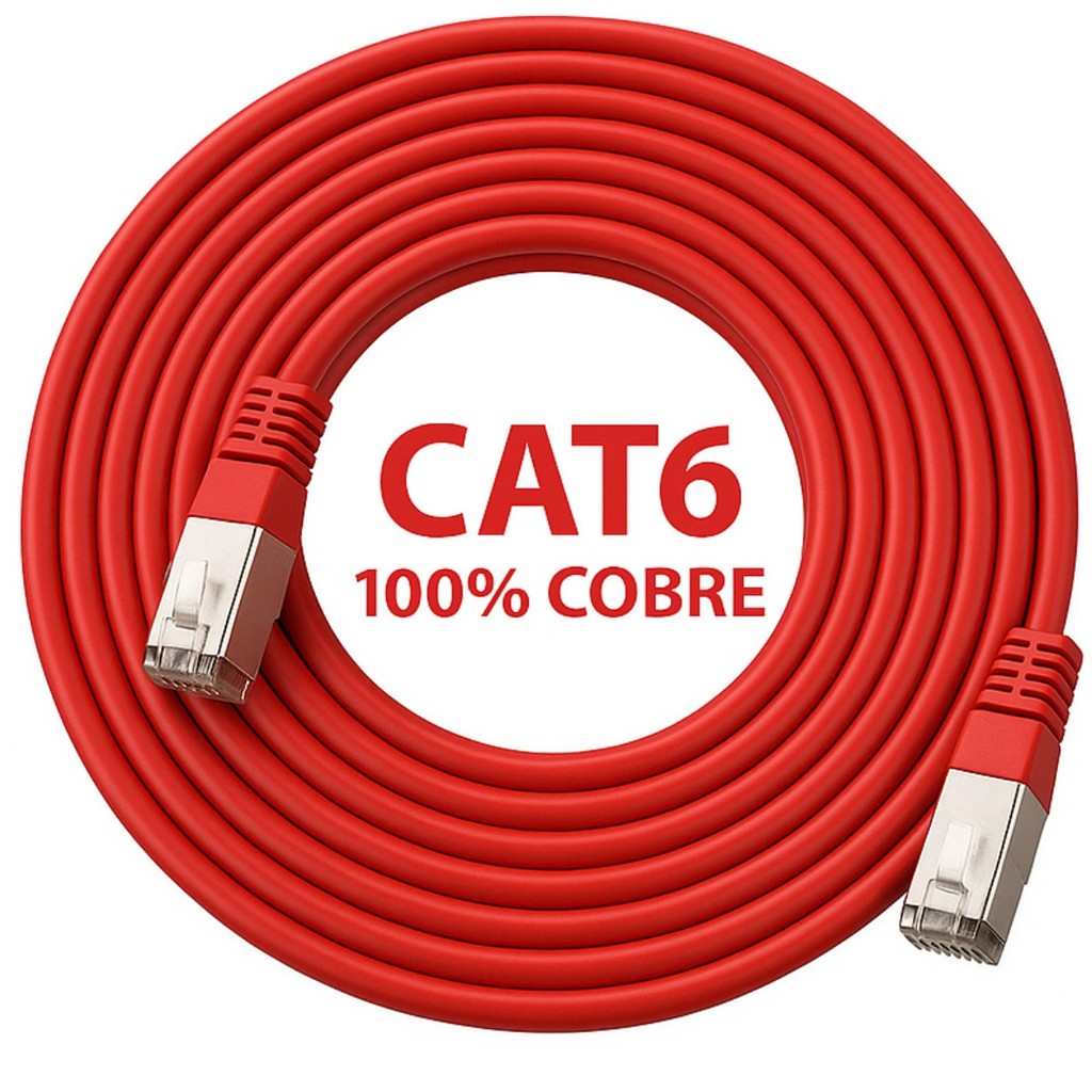 Cabo de Rede CAT6 100% COBRE C/ CONECTOR BLINDADO ANATEL  5M-10M-15M-20M-30M - (Interno/Externo)