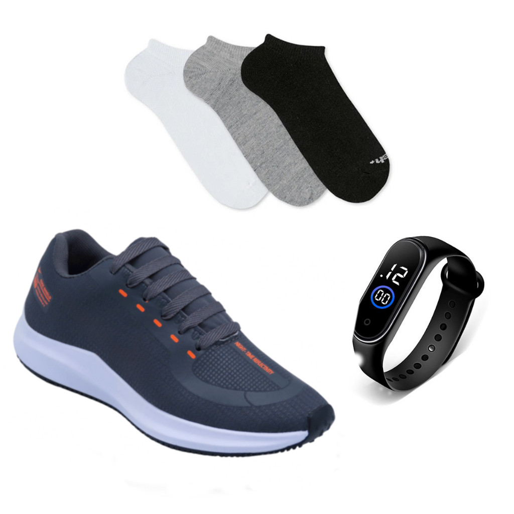 Tênis masculino + relogio + meia tenis com muita qualidade e preço justo tenis esportivo