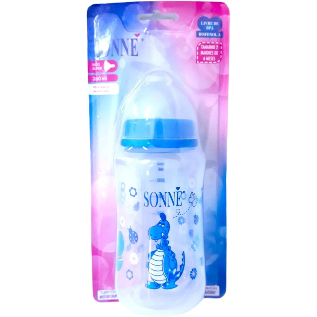 Mamadeira 360 ML Bico Boca Larga redondo - Sonne Azul