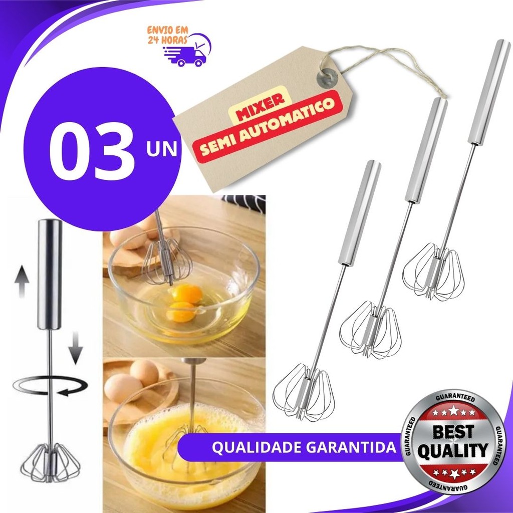 Kit 3, 2 ou 1  Peças Fuê Semi-Automático Original Batedor Fue Mixer para Creme Misturador de inox