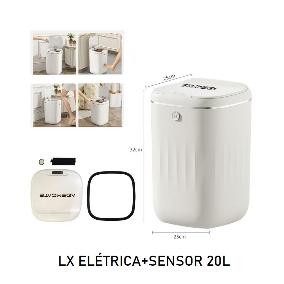 Lixeira Automática 11/12/15/18/20 Litros Sensor Infravermelho Pra Cozinha Banheiro Escritório Quarto