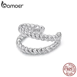 Bamoer Original 925 Brincos De Prata Esterlina Torcido Orelha Manguito Anti-Alérgico Jóias Presente Feminino