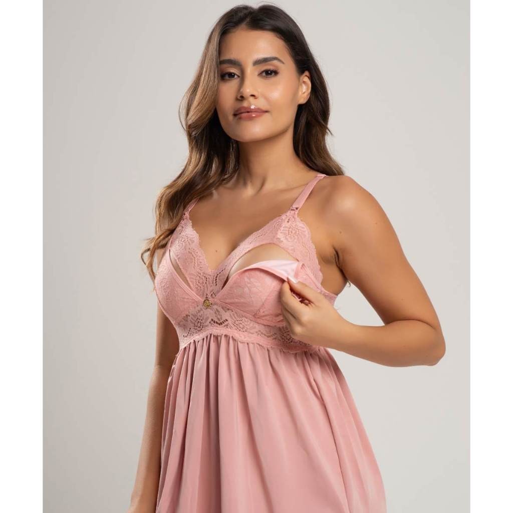 Camisola de Amamentação Bia Lingerie Elegante e Confortável para Maternidade Use Thulie