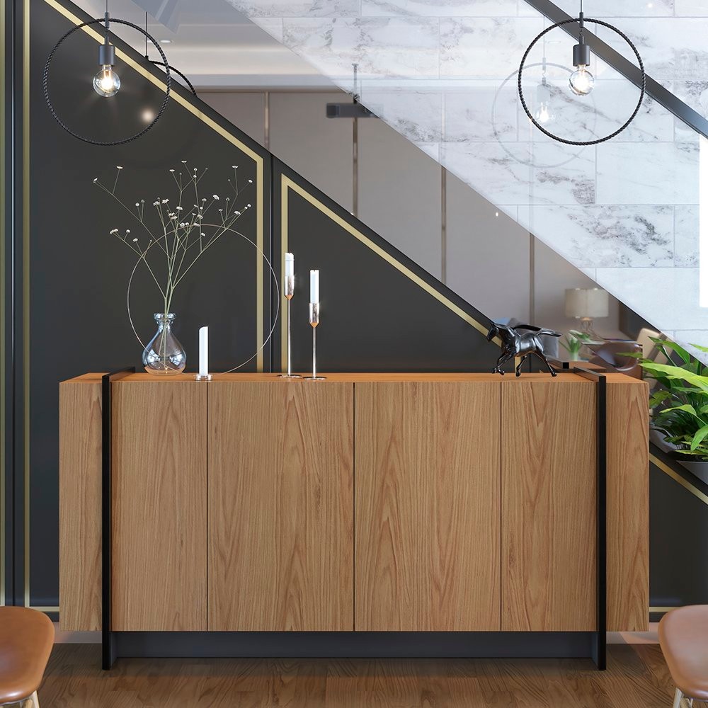 Buffet 4 Portas 160cm Copacabana Freijó/Preto Fosco em Oferta na Shopee