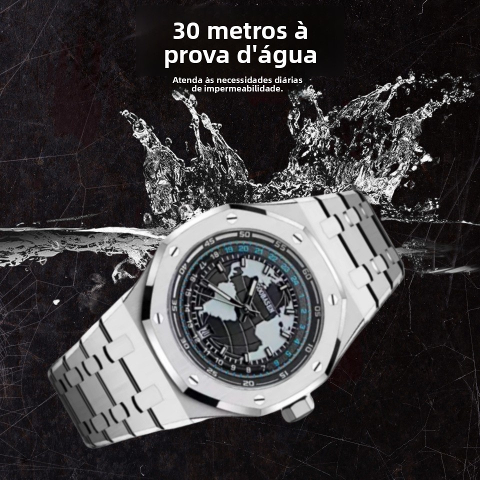 Fivela de borboleta Bilateral estilo terra, automática, oca, tela cheia, luminosa, relógio masculino, calendário, à prov