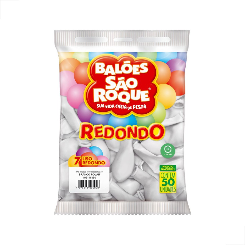 Balão Liso Redondo Nº 7 C/50 São Roque Branco Polar em Oferta na Shopee