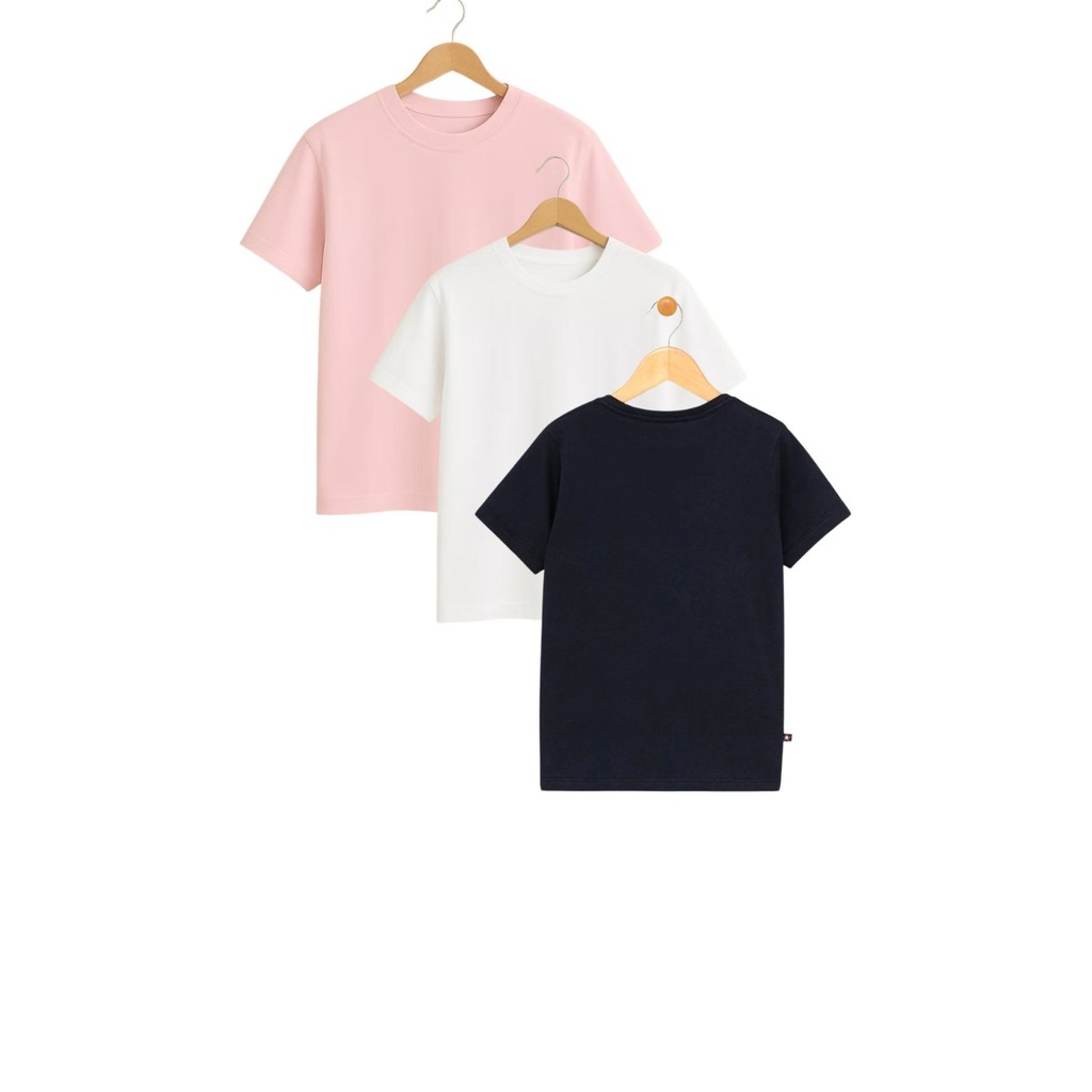 Kit com 3 Camiseta Infantil Lisa Básica Manga Curta Unissex Masculina e Feminino Lisa Básica Camiseta Menino e Menina