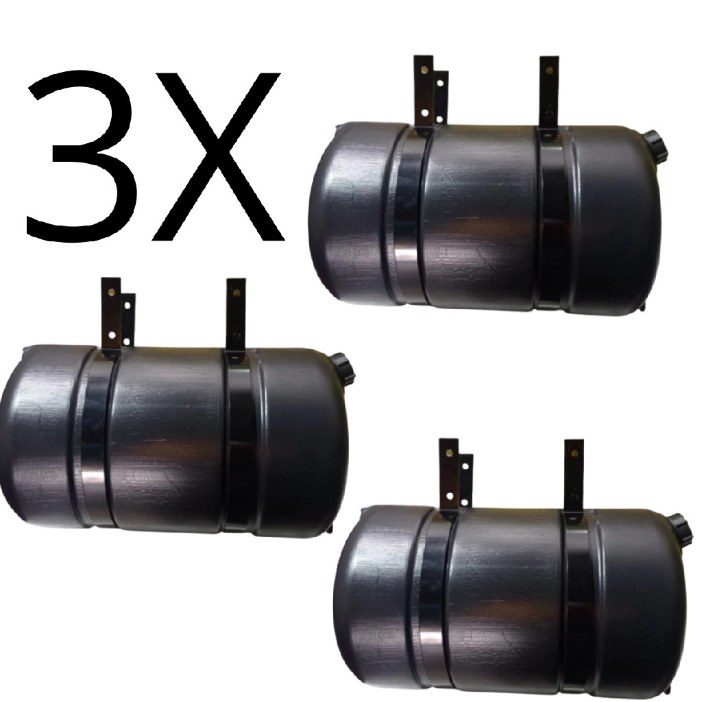 Kit 3 Reservatorio Barrica Corote Reforçado Preto Água P/Todos Caminhão/Carreta 25 Lts