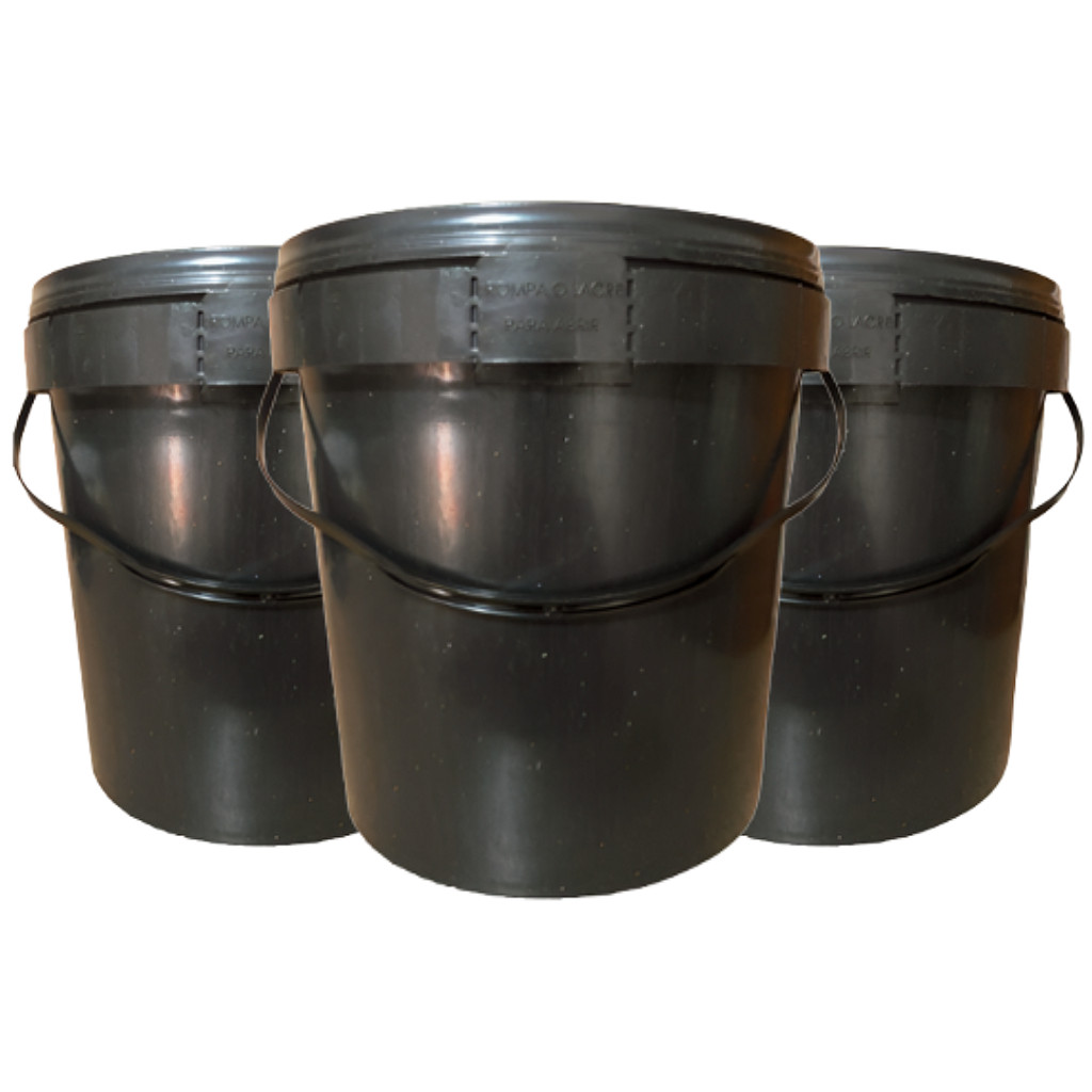 Balde 3.6 Litros Reciclado Tampa Lacre - Kit 03 Peças