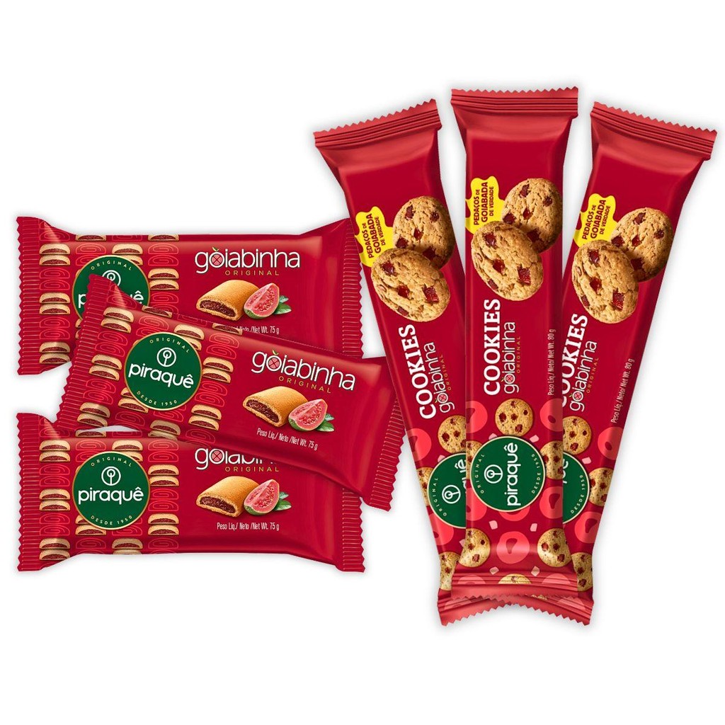 Kit 6un Biscoitos Cookie De Goiaba E  Goiabinha Piraquê em Oferta na Shopee