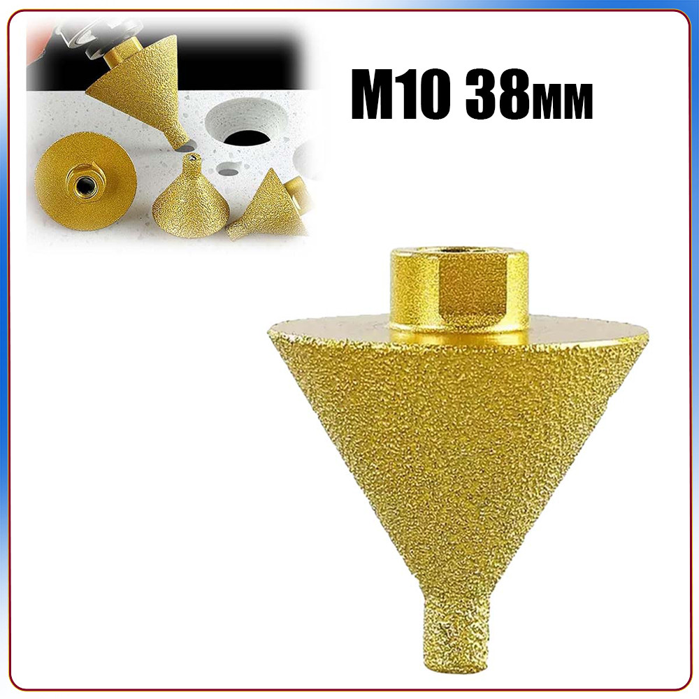 Broca de chanfro para esmeril angular M10 com serra copo 38 mm com adaptador roscado para azulejo/mármore/vidro/granito
