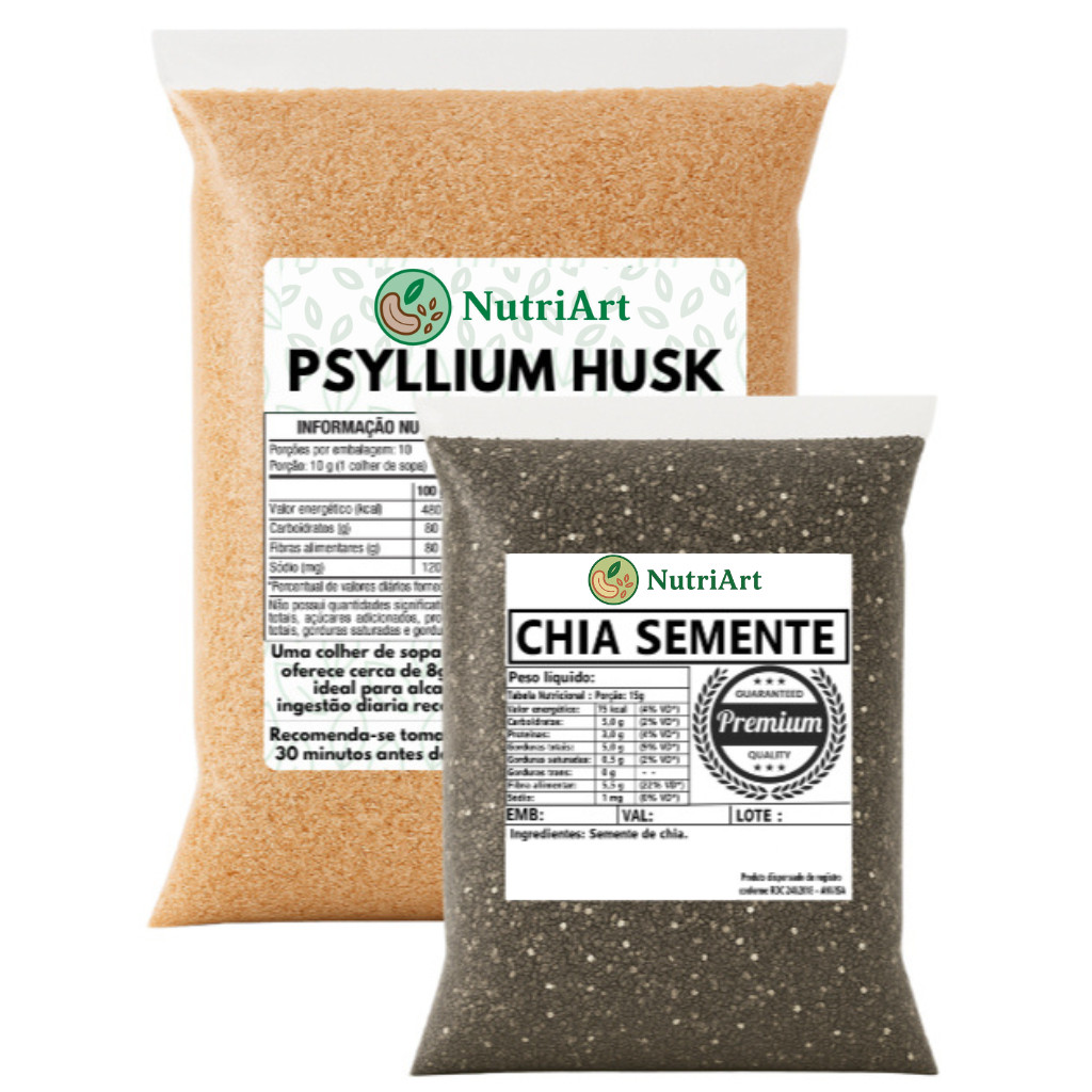 Semente de Chia + Psyllium Husk (500grs cada) em Oferta na Shopee