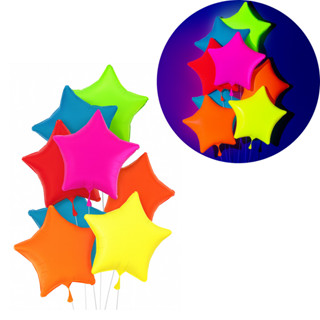 Kit Balão Estrela Neon Fluorescente 45cm Festa Decoração 18" polegadas festa aniversario eventos em Oferta na Shopee