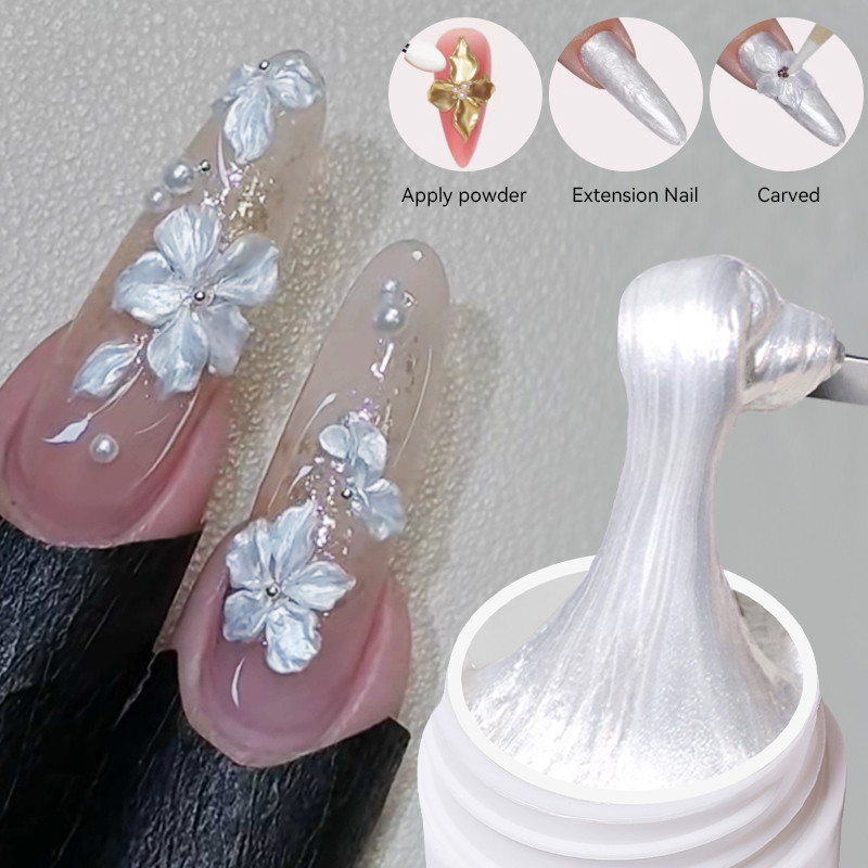 LILYCUTE 8ml Pérola Branca Antiaderente Gel Para Unhas 5D Escultura Extensão De Construção Soak Off LED UV