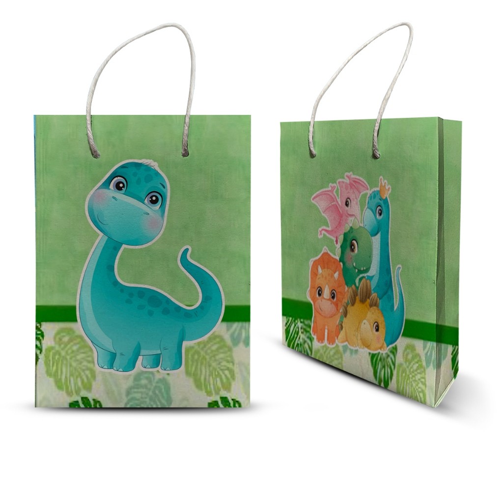 10 SACOLINHA SURPRESA PERSONALIZADA TEMA DINOSSAURO BABY LEMBRANCINHA MILK DE FESTA