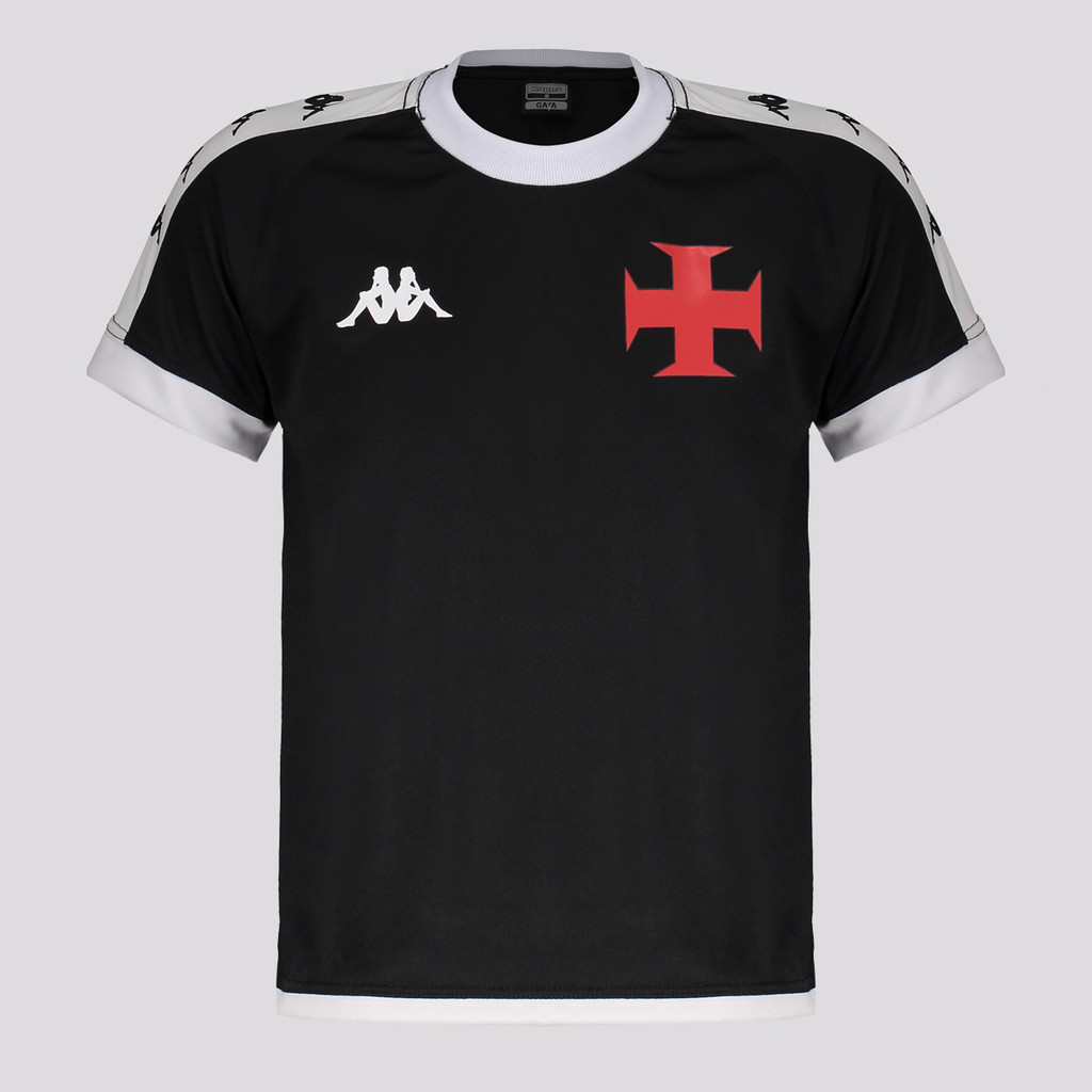 Camisa Kappa Vasco Supporter Culture Infantil Preta e Branca