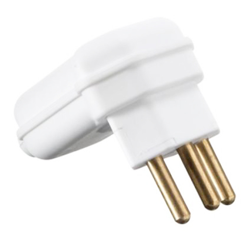 Plugue Plug Macho Branco 3 Pinos 20a 90 Graus Prensa Cabos Margirius