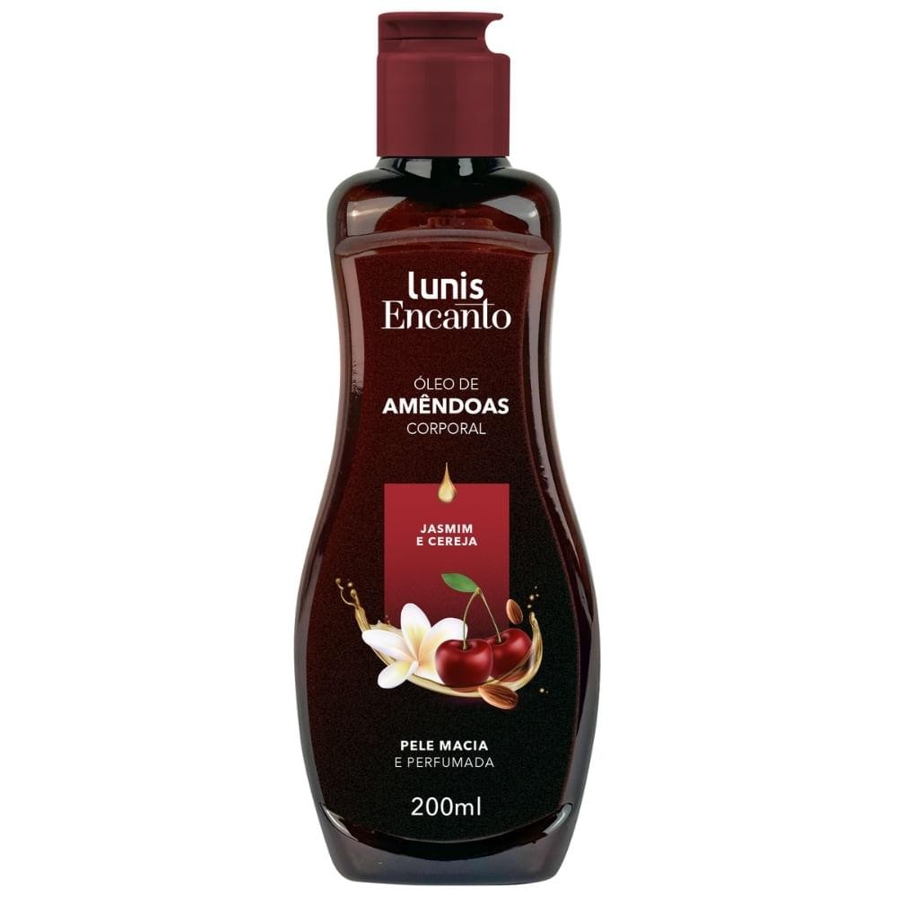 Oleo De Amendoas Corporal Lunis Encanto Jasmim E Cereja 200ml