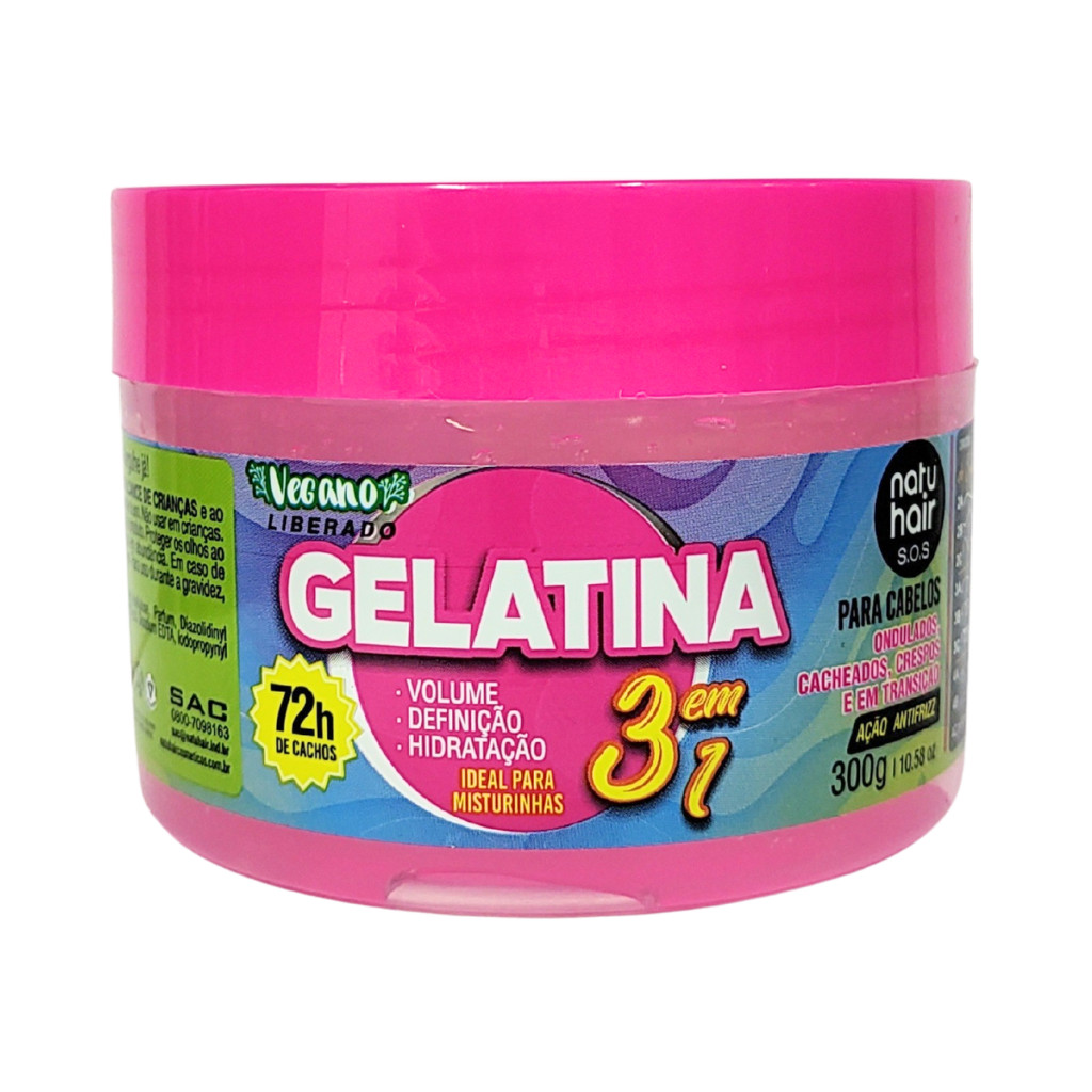Gelatina NatuHair SOS 3 em 1 300g em Oferta na Shopee