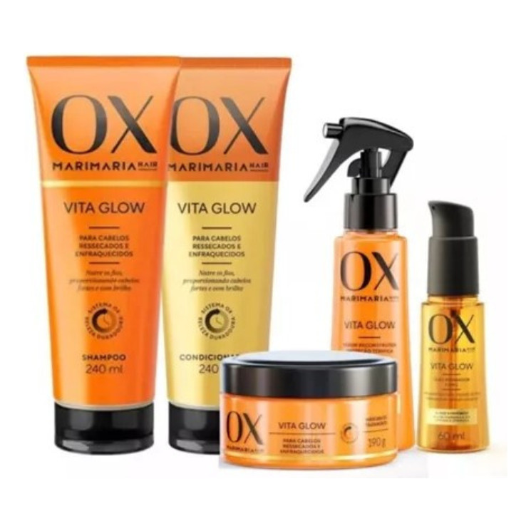 Kit Completo C/5 Mari Maria Hair - Ox Vita Glow Tratamento Capilar 240ml